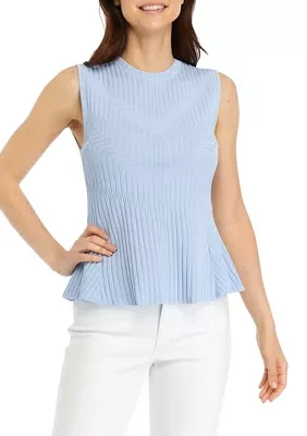 Women's Sleeveless Ribbed Peplum Sweater