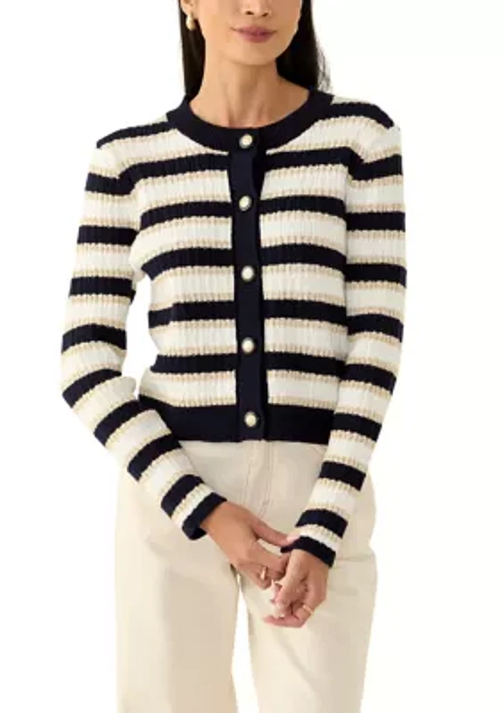 Petite Striped Cardigan Sweater