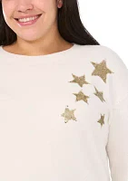 Plus Crew Neck Star Graphic Sweater