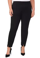 Plus Straight Leg Ponte Pants with Slit