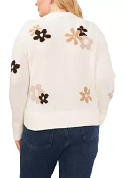 Plus Crew Neck Groovy Flowers Sweater