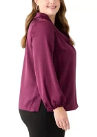 Plus Long Sleeve Cowl Neck Blouse