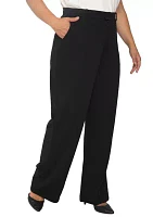 Standards & Practices Plus Women's Pintuck Stretch Crepe Wide Leg Trouser  - Black