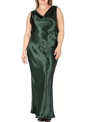 Women's Plus Cowl Neck A-line Sleeveless Maxi Dress