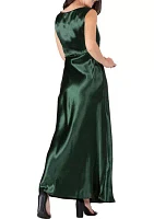 Women's Cowl Neck A-line Sleeveless Maxi Dress