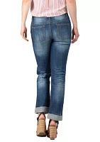 Stretch Blue Whisker Wash Boyfriend Premium Jeans