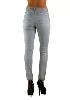 Women's Stretch Metallic Foil Skinny Ankle Premium Jeans