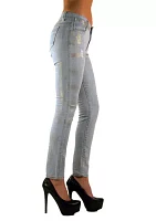 Women's Stretch Metallic Foil Skinny Ankle Premium Jeans