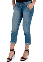 Cropped Straight Leg Jeans With Slant Pocket