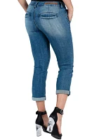 Cropped Straight Leg Jeans With Slant Pocket