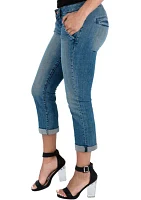 Cropped Straight Leg Jeans With Slant Pocket