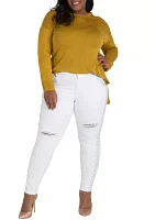 Plus Curvy Fit White Skinny Ankle Jeans