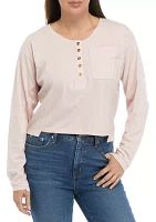 Long Sleeve Seamed Henley Shirt