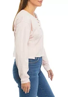 Long Sleeve Seamed Henley Shirt