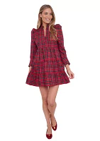 Women's Long Sleeve Plaid Tunic Dress