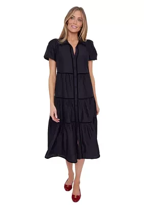 Women's Puff Sleeve Midi Shirtdress