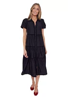 Women's Puff Sleeve Midi Shirtdress