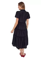 Women's Puff Sleeve Midi Shirtdress