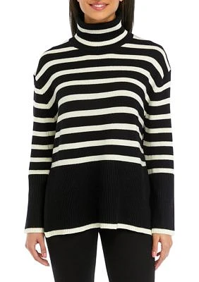 Women's Striped Turtleneck Long Sleeve Knitted Sweater