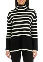 Women's Striped Turtleneck Long Sleeve Knitted Sweater