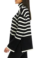 Women's Striped Turtleneck Long Sleeve Knitted Sweater