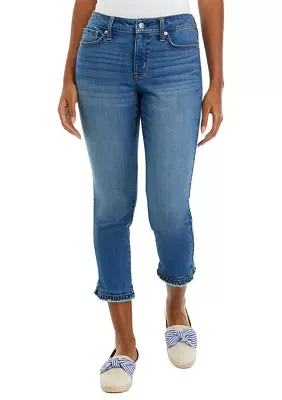 Women's Cropped Ruffle Hem Jeans