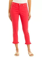 Women's Cropped Ruffle Hem Jeans