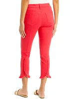 Women's Cropped Ruffle Hem Jeans