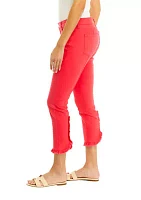 Women's Cropped Ruffle Hem Jeans