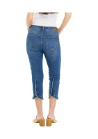 Petite Cropped Ruffle Hem Jeans