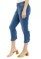 Petite Cropped Ruffle Hem Jeans