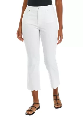 Women's Scallop Hem Crop Flared Jeans