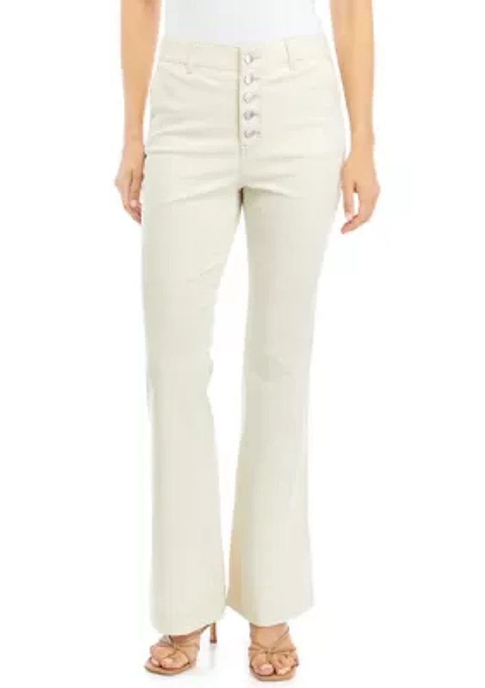 Women's Button Fly Flare Jeans