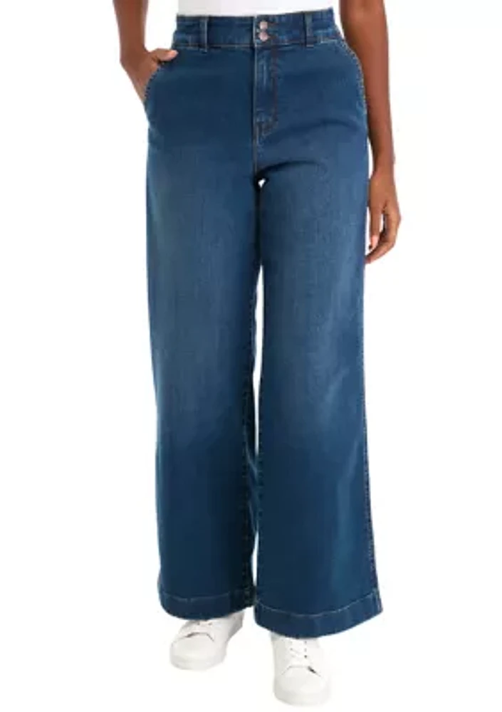 Women's Double Button Wide Leg Pants