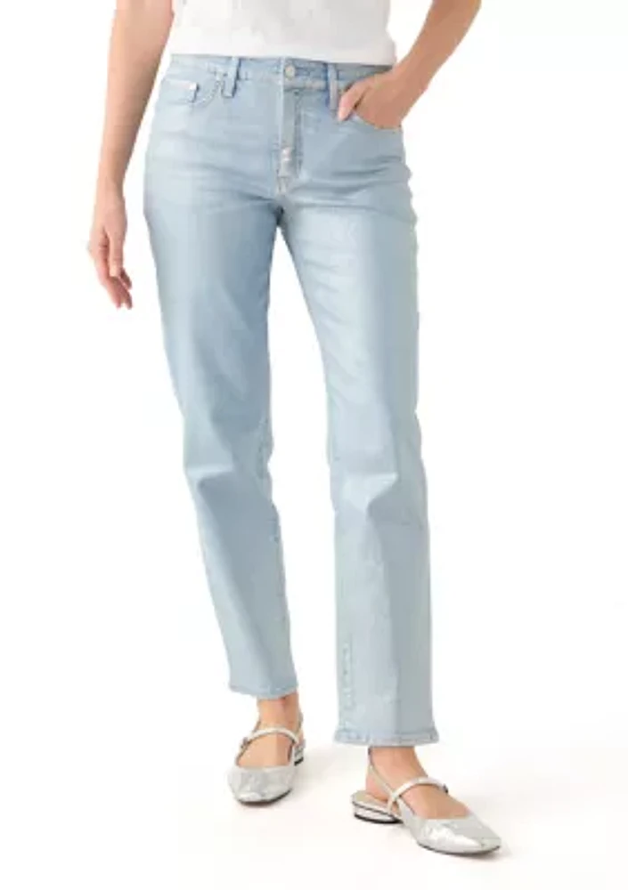 Women's Silver Foil Straight Jeans