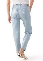 Women's Silver Foil Straight Jeans