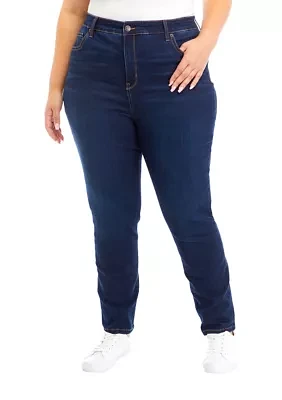 Plus Mid Rise Straight Jeans