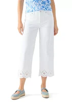 Women's Eyelet Scallop Hem Cropped Pants