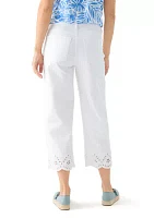 Women's Eyelet Scallop Hem Cropped Pants