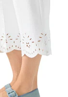 Women's Eyelet Scallop Hem Cropped Pants