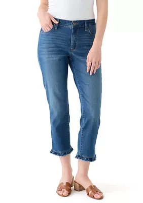 Petite Ruffle Back Cropped Jeans