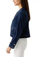 Women's Long Sleeve Cropped Denim Jacket