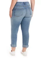 Plus High Rise Vintage Straight Destructed Jeans