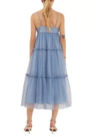 Tulle Contrast Midi Dress