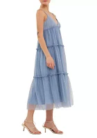 Tulle Contrast Midi Dress