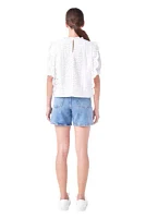 Eyelet Short Sleeve Top