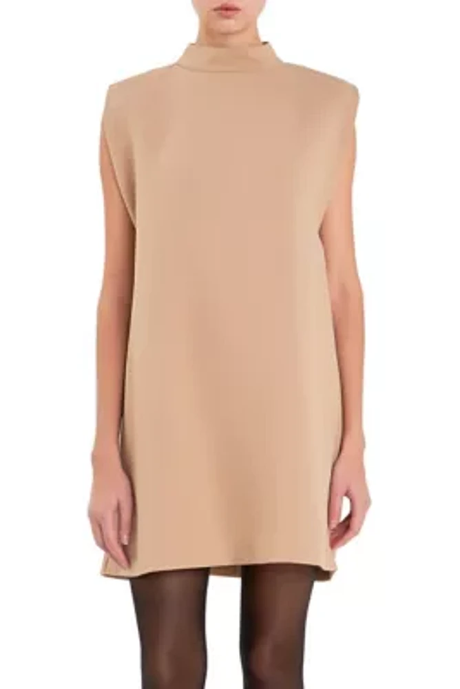 Mock Neck Sleeveless Shift Dress