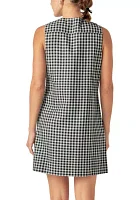 Check Sleeveless Grommet Mini Dress