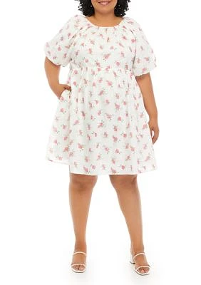 Plus Floral Cotton Embroidered Dress