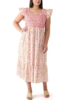 Plus Smocked Floral Printed Dress